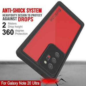 Galaxy Note 20 Ultra Waterproof Case, Punkcase Studstar Red Series Thin Armor Cover