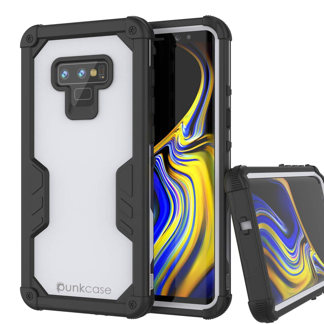 Punkcase Galaxy Note 9 Waterproof Case [Navy Seal Extreme Series] Armor Cover W/ Built In Screen Protector [White]