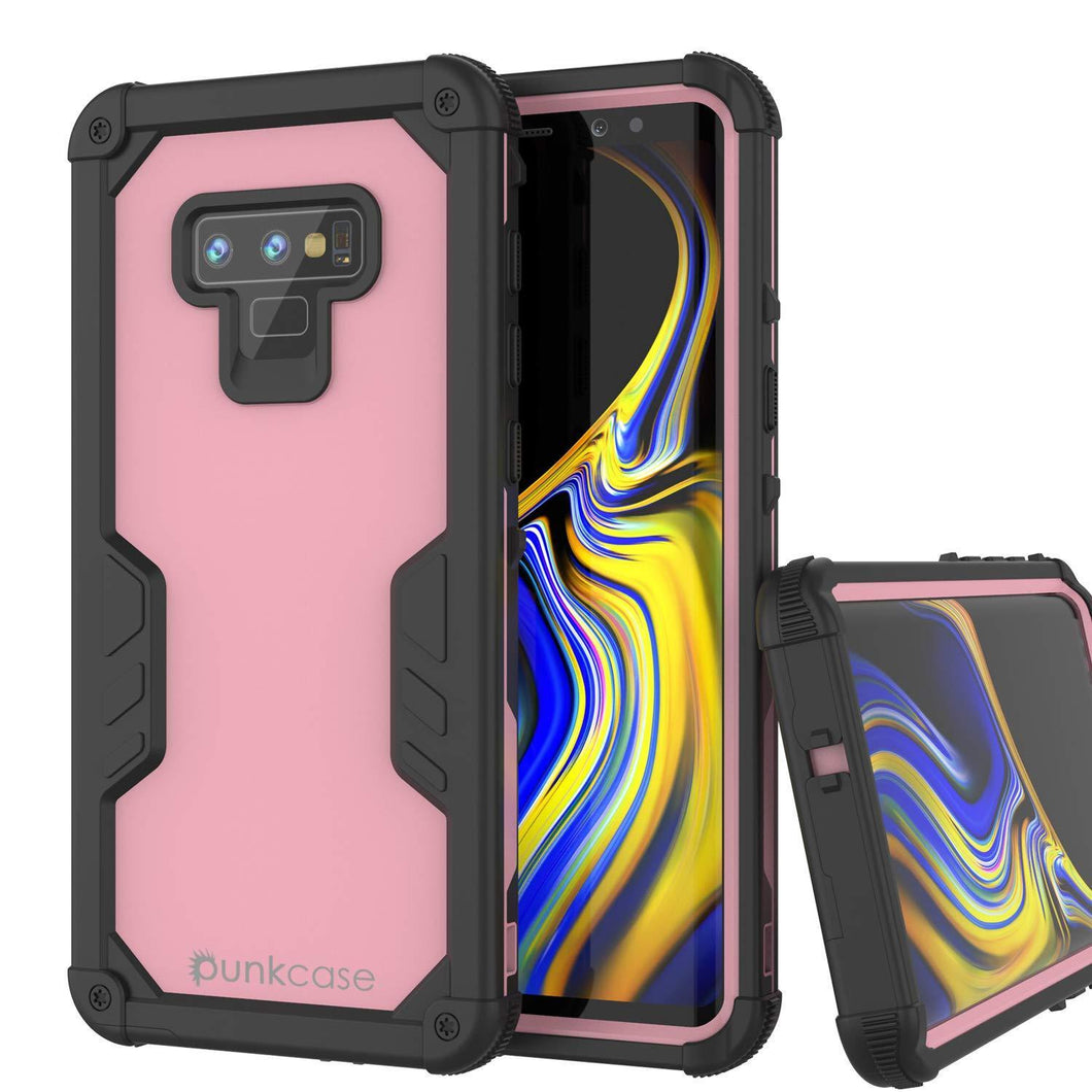 Punkcase Galaxy Note 9 Waterproof Case [Navy Seal Extreme Series] Armor Cover W/ Built In Screen Protector [Pink]