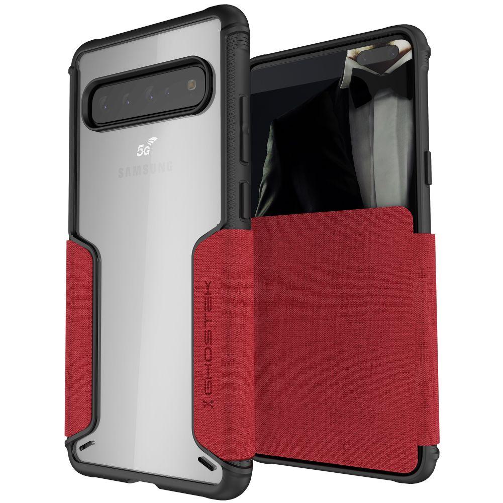 EXEC 3 for Galaxy S10 5G Leather Flip Wallet Case [Red]