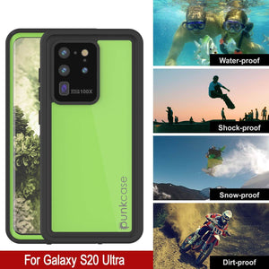 Galaxy S20 Ultra Waterproof Case PunkCase StudStar Light Green Thin 6.6ft Underwater IP68 ShockProof