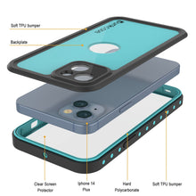 Load image into Gallery viewer, iPhone 14 Plus Waterproof IP68 Case, Punkcase [Teal] [StudStar Series] [Slim Fit]
