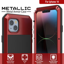 Load image into Gallery viewer, iPhone 14 Metal Case, Heavy Duty Military Grade Armor Cover [shock proof] Full Body Hard [Red]
