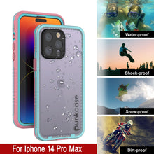 Load image into Gallery viewer, Punkcase iPhone 14 Pro Max Waterproof Case [Aqua Series] Armor Cover [Clear Pink] [Clear Back]
