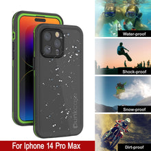 Load image into Gallery viewer, Punkcase iPhone 14 Pro Max Waterproof Case [Aqua Series] Armor Cover [Black-Green]
