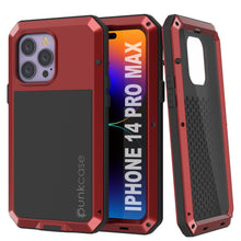 Load image into Gallery viewer, iPhone 14 Pro Max Metal Case, Heavy Duty Military Grade Armor Cover [shock proof] Full Body Hard [Red]
