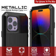 Load image into Gallery viewer, iPhone 14 Pro Max Metal Case, Heavy Duty Military Grade Armor Cover [shock proof] Full Body Hard [Black]
