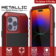 Load image into Gallery viewer, iPhone 14 Pro Max Metal Case, Heavy Duty Military Grade Armor Cover [shock proof] Full Body Hard [Red]
