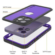 Load image into Gallery viewer, iPhone 14 Pro Max Waterproof IP68 Case, Punkcase [Purple] [StudStar Series] [Slim Fit] [Dirtproof]
