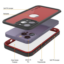 Load image into Gallery viewer, iPhone 14 Pro Waterproof IP68 Case, Punkcase [Red] [StudStar Series] [Slim Fit]
