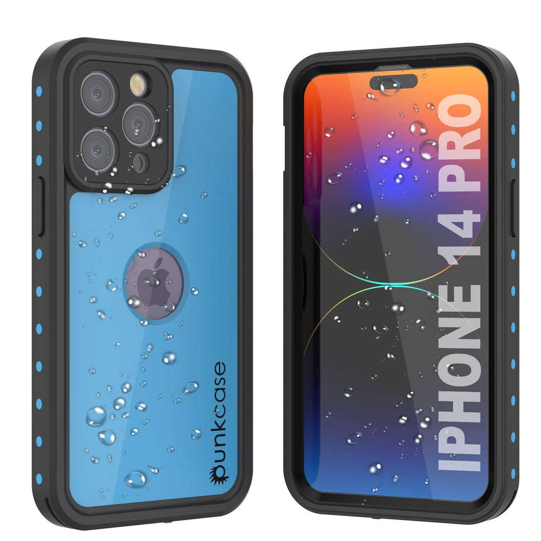 iPhone 14 Pro Waterproof IP68 Case, Punkcase [Light blue] [StudStar Series] [Slim Fit] [Dirtproof]