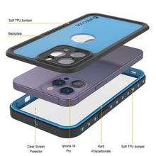 Load image into Gallery viewer, iPhone 14 Pro Waterproof IP68 Case, Punkcase [Light blue] [StudStar Series] [Slim Fit] [Dirtproof]
