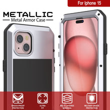 Load image into Gallery viewer, iPhone 15 Metal Case, Heavy Duty Military Grade Armor Cover [shock proof] Full Body Hard [White]
