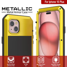 Load image into Gallery viewer, iPhone 15 Plus Metal Case, Heavy Duty Military Grade Armor Cover [shock proof] Full Body Hard [Yellow]
