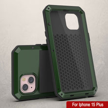 Load image into Gallery viewer, iPhone 15 Plus Metal Case, Heavy Duty Military Grade Armor Cover [shock proof] Full Body Hard [Dark Green]
