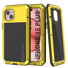 Load image into Gallery viewer, iPhone 15 Plus Metal Case, Heavy Duty Military Grade Armor Cover [shock proof] Full Body Hard [Yellow]
