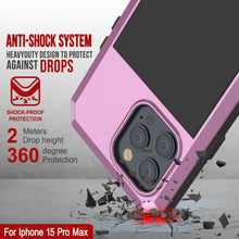 Load image into Gallery viewer, iPhone 15 Pro Max Metal Case, Heavy Duty Military Grade Armor Cover [shock proof] Full Body Hard [Pink]
