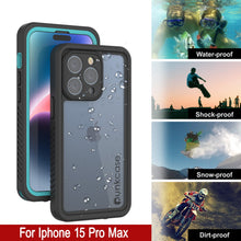 Load image into Gallery viewer, iPhone 15 Pro Max Waterproof Case, Punkcase [Extreme Series] Armor Cover W/ Built In Screen Protector [Teal]
