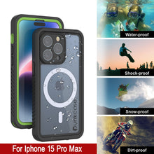 Load image into Gallery viewer, Products iPhone 15 Pro Max Waterproof Case, Punkcase [Extreme Series] Armor Cover W/ Built In Screen Protector [Light Green]
