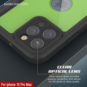 iPhone 15 Pro Max Waterproof IP68 Case, Punkcase [Light green] [StudStar Series] [Slim Fit] [Dirtproof]