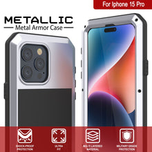 Load image into Gallery viewer, iPhone 15 Pro Metal Case, Heavy Duty Military Grade Armor Cover [shock proof] Full Body Hard [White]
