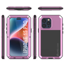 Load image into Gallery viewer, iPhone 15 Pro Metal Case, Heavy Duty Military Grade Armor Cover [shock proof] Full Body Hard [Pink]
