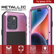 Load image into Gallery viewer, iPhone 15 Pro Metal Case, Heavy Duty Military Grade Armor Cover [shock proof] Full Body Hard [Pink]
