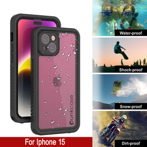 iPhone 15  Waterproof Case, Punkcase [Extreme Series] Armor Cover W/ Built In Screen Protector [Black]