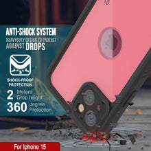 Load image into Gallery viewer, iPhone 15 Waterproof IP68 Case, Punkcase [Pink] [StudStar Series] [Slim Fit] [Dirtproof]
