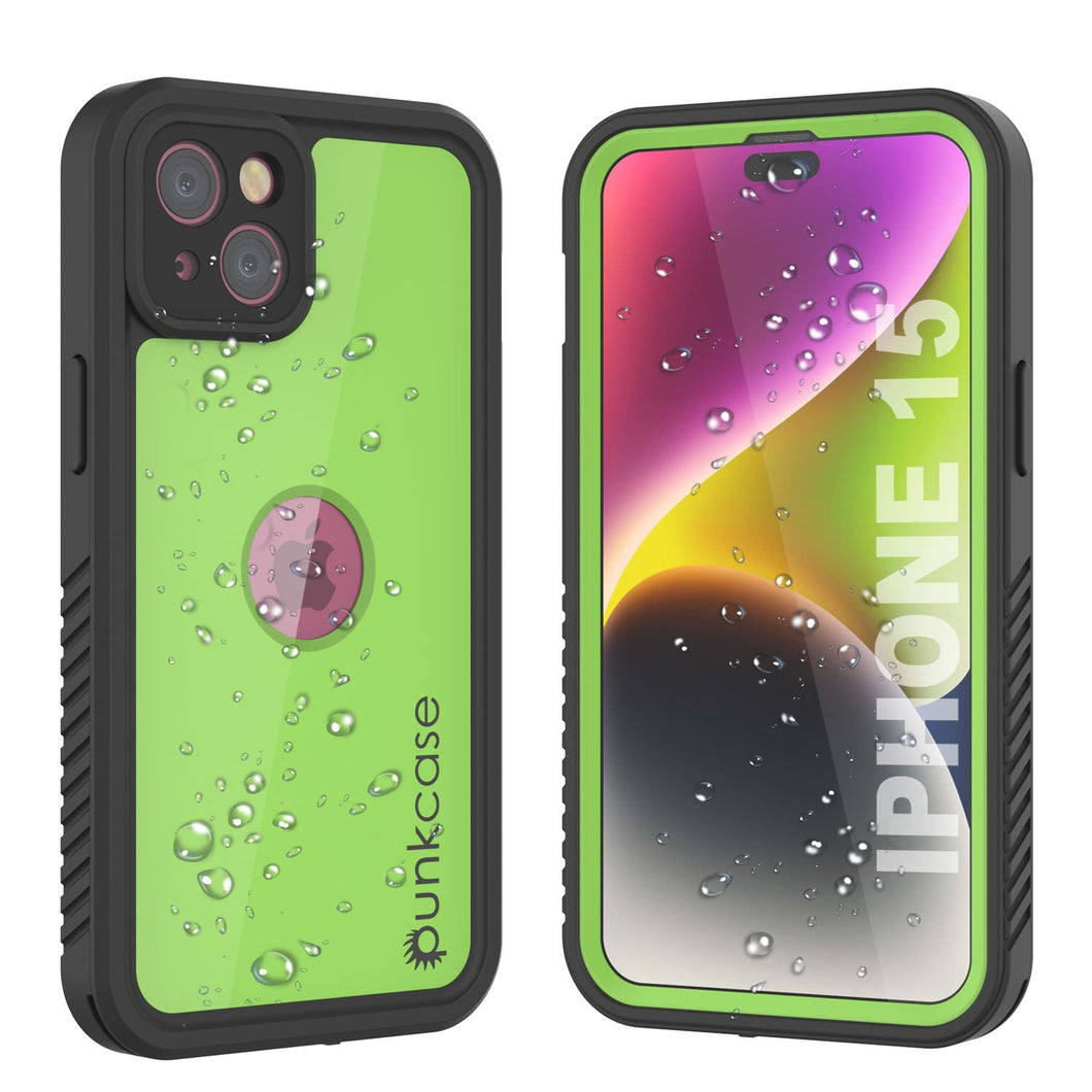 iPhone 15 Waterproof IP68 Case, Punkcase [Light green] [StudStar Series] [Slim Fit] [Dirtproof]