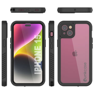 iPhone 15 Waterproof IP68 Case, Punkcase [Clear] [StudStar Series] [Slim Fit] [Dirtproof]