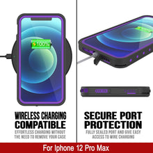 Load image into Gallery viewer, iPhone 12 Pro Max Waterproof IP68 Case, Punkcase [Purple] [StudStar Series] [Slim Fit] [Dirtproof]
