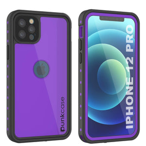 iPhone 12 Pro Waterproof IP68 Case, Punkcase [Purple] [StudStar Series] [Slim Fit] [Dirtproof]