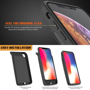 iphone XS Max Battery Case, PunkJuice 5000mAH Fast Charging Power Bank W/ Screen Protector | [Black]