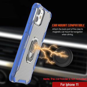 PunkCase for iPhone 11 Case [Magnetix 2.0 Series] Clear Protective TPU Cover W/Kickstand [Blue]