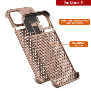 PunkCase for iPhone 14 Aluminum Alloy Case [Fortifier Extreme Series] Ultra Durable Cover [Bronze]