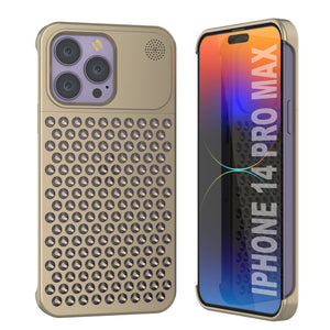 PunkCase for iPhone 14 Pro Max Aluminum Alloy Case [Fortifier Extreme Series] Ultra Durable Cover [Gold]