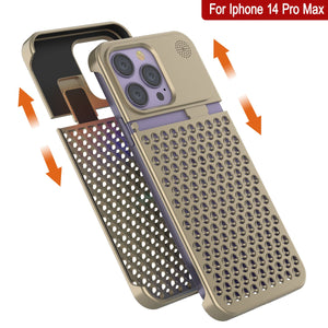 PunkCase for iPhone 14 Pro Max Aluminum Alloy Case [Fortifier Extreme Series] Ultra Durable Cover [Gold]