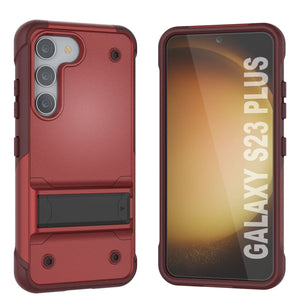 Punkcase Galaxy S23+ Plus Case [Reliance Series] Protective Hybrid Military Grade Cover W/Built-in Kickstand [Red-Rose]