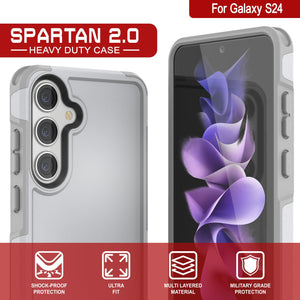 PunkCase Galaxy S24 Case, [Spartan 2.0 Series] Clear Rugged Heavy Duty Cover [White]