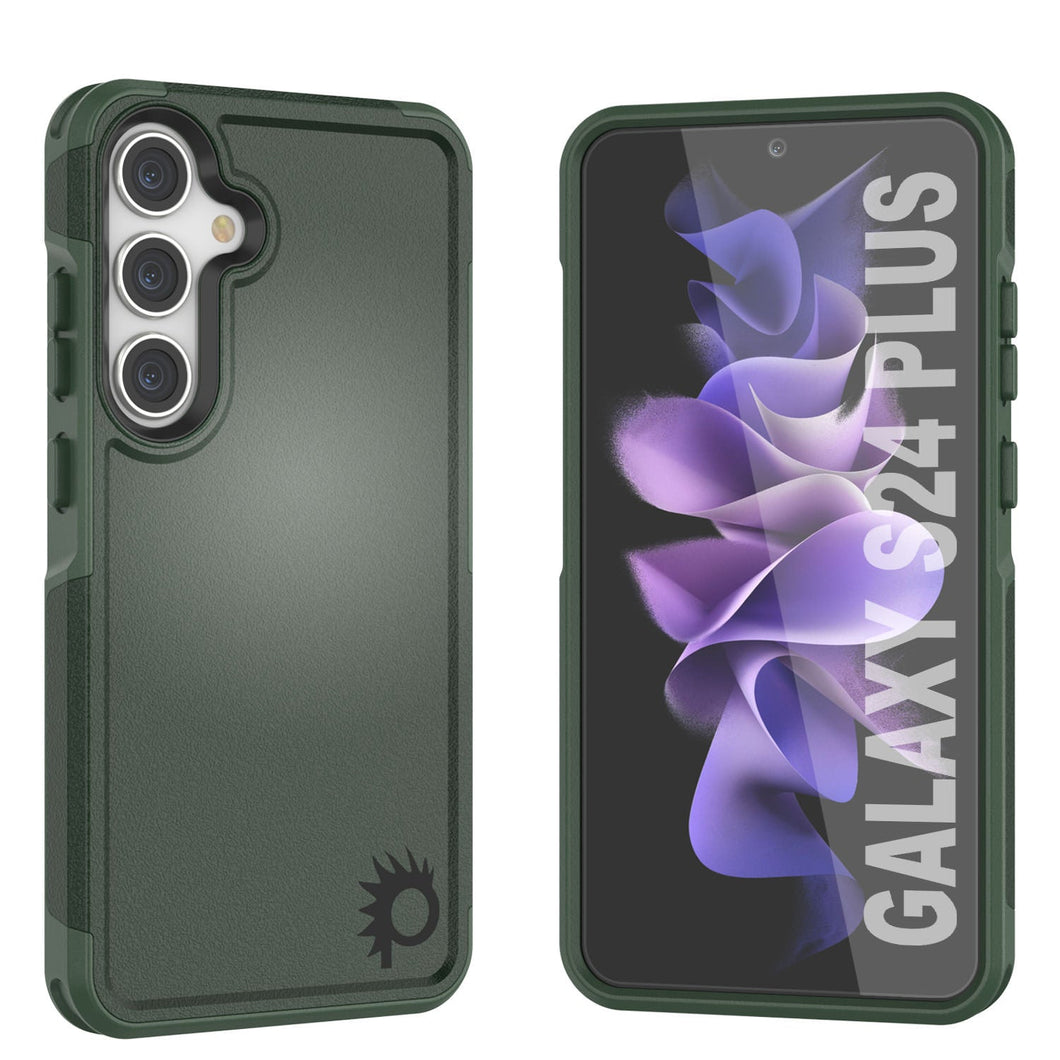 PunkCase Galaxy S24+ Plus Case, [Spartan 2.0 Series] Clear Rugged Heavy Duty Cover [Dark Green]