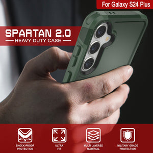 PunkCase Galaxy S24+ Plus Case, [Spartan 2.0 Series] Clear Rugged Heavy Duty Cover [Dark Green]