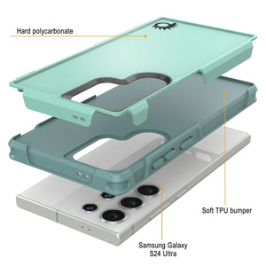 PunkCase Galaxy S24 Ultra Case, [Spartan 2.0 Series] Clear Rugged Heavy Duty Cover [Teal]