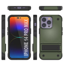 Load image into Gallery viewer, Punkcase iPhone 14 Pro Max Case [Reliance Series] Protective Hybrid Military Grade Cover W/Built-in Kickstand [Army-Green-Black]
