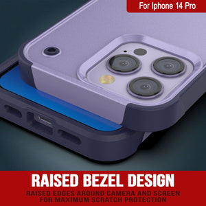 Punkcase iPhone 14 Pro Case [Reliance Series] Protective Hybrid Military Grade Cover W/Built-in Kickstand [Purple-Navy]