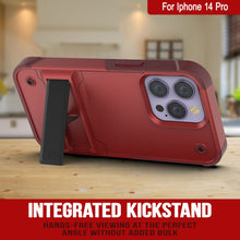 Load image into Gallery viewer, Punkcase iPhone 14 Pro Case [Reliance Series] Protective Hybrid Military Grade Cover W/Built-in Kickstand [Red-Rose]
