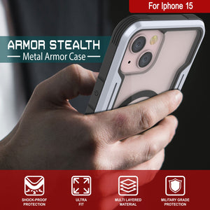 Punkcase iPhone 15 Armor Stealth MAG Defense Case Protective Military Grade Multilayer Cover [White]