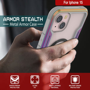 Punkcase iPhone 15 Armor Stealth MAG Defense Case Protective Military Grade Multilayer Cover [Rainbow]