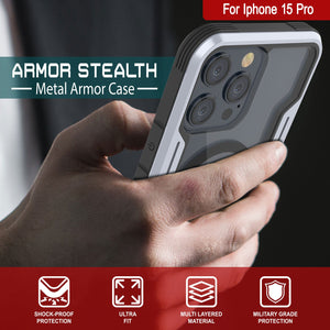 Punkcase iPhone 15 Pro Armor Stealth MAG Defense Case Protective Military Grade Multilayer Cover [White]