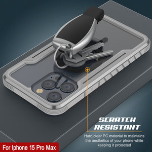 Punkcase iPhone 15 Pro Max Armor Stealth MAG Defense Case Protective Military Grade Multilayer Cover [Grey]